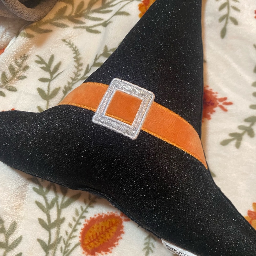 Black Witch Hat Halloween Pillow w/ Orange Band Seasonal Fall Decor-New Target